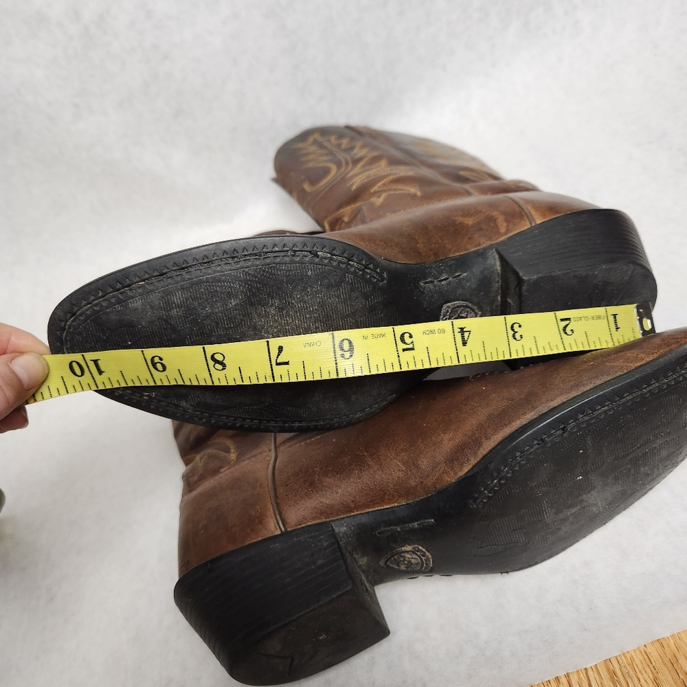 Cowboy boots leather brown heal Size 8 ARIAT - Picture 6 of 11